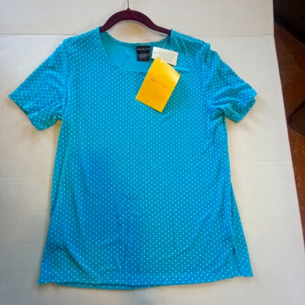 Citiknits Aqua Polka Dot Top